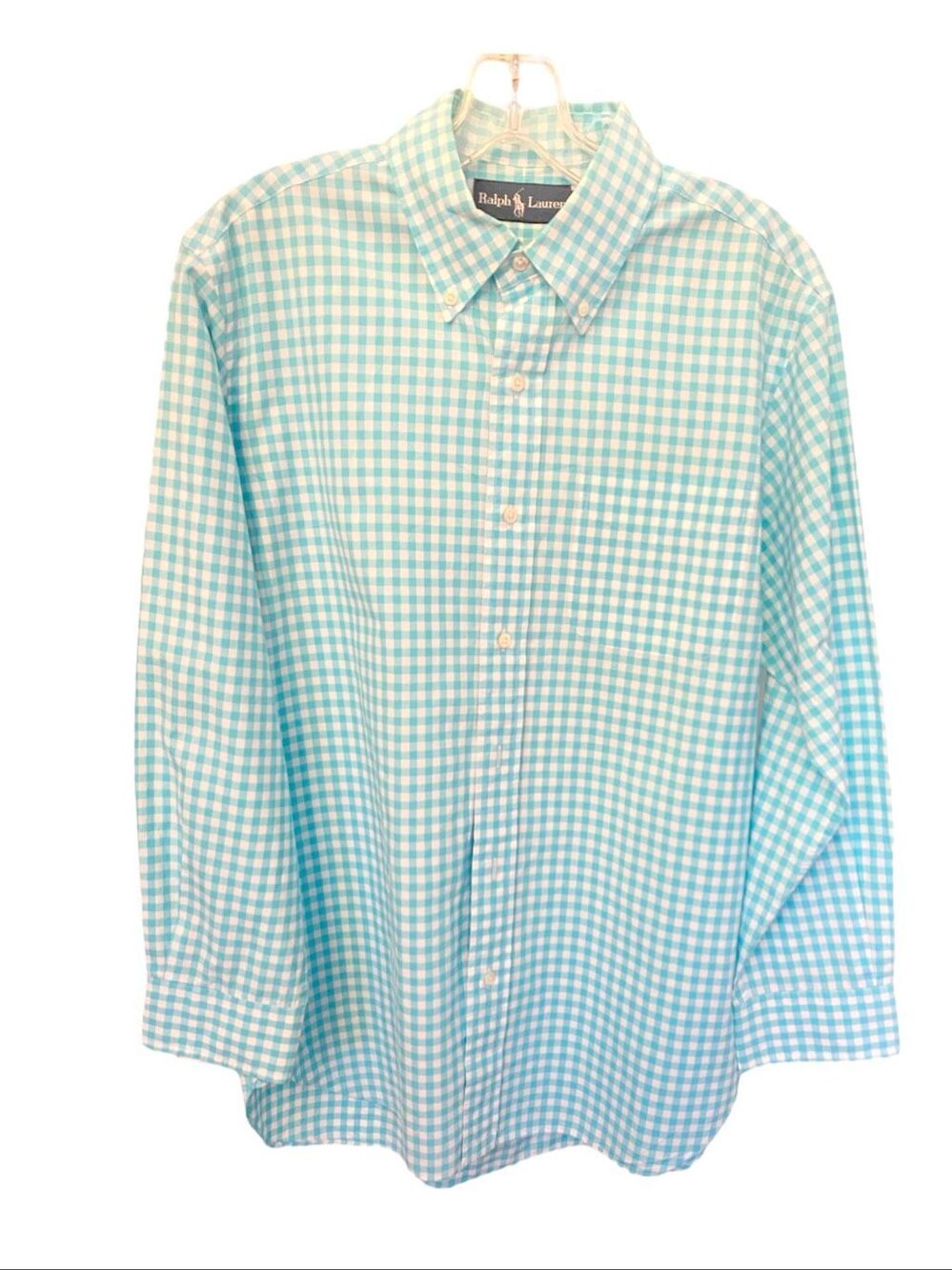 Ralph Lauren Men Blue Gingham  button-up shirt Sz M